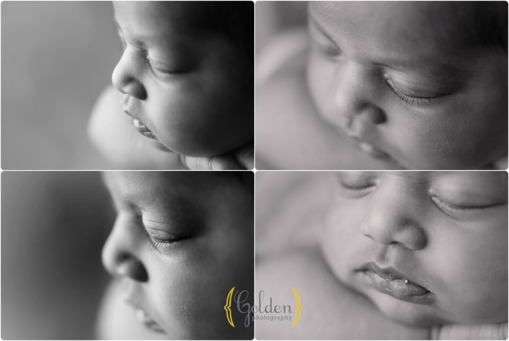 detail macro photos of baby in black and white