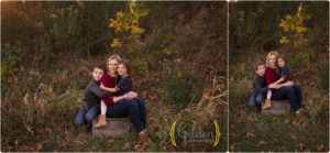 mom seated with son and daughter outdoors in Barrington IL