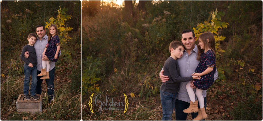 dad with daughter and son outdoors in Barrington IL