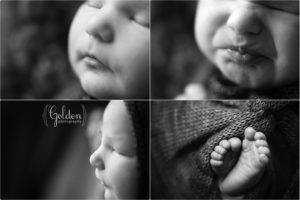 macro photos of swaddled baby girl in Chicago photography studio