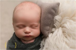 close up up baby sleeping in newborn photo studio near Arlington Heights