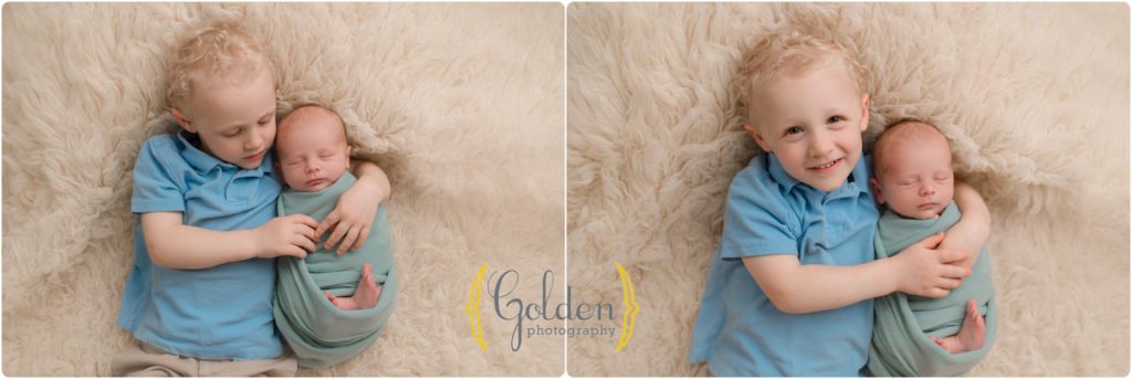 big brother holding brother in Chicago suburbs photo studio