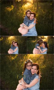 outdoor photo of mom with daughter in forest preserve near Chicago IL