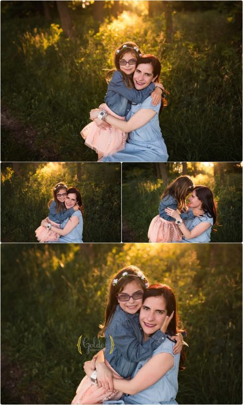 outdoor photo of mom with daughter in forest preserve near Chicago IL