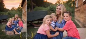 children cuddle with mom for family photos in Lake County IL