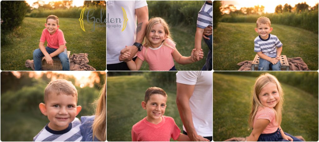 children with parents outdoors during family photos near Schaumburg IL