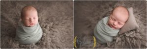 baby boy on grey rug in photo studio in Chicago suburbs