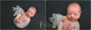 baby boy on blue with newborn baby photographer near Chicago IL
