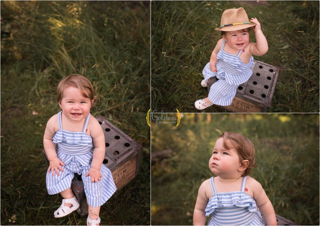 one year old being photographed outdoors Libertyville IL