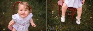 one year old being photographed outdoors in Libertyville
