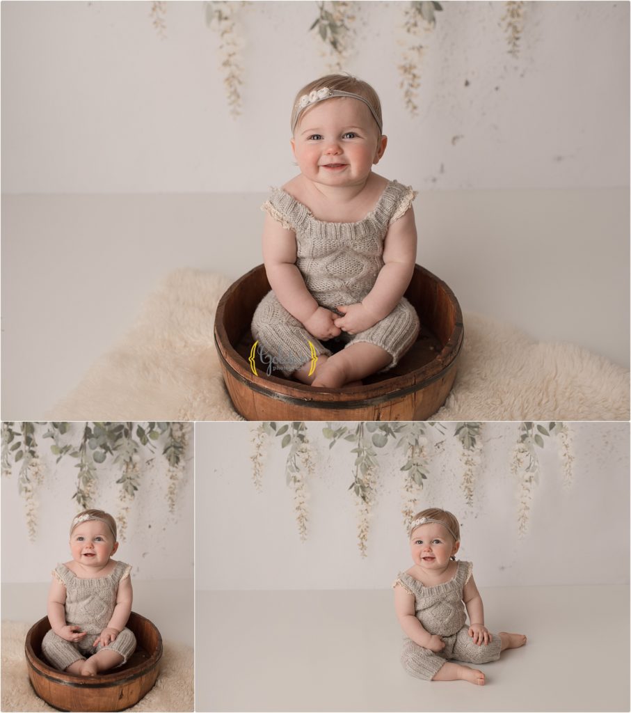 girl posing for baby photos in northwest suburbs of Chicago IL