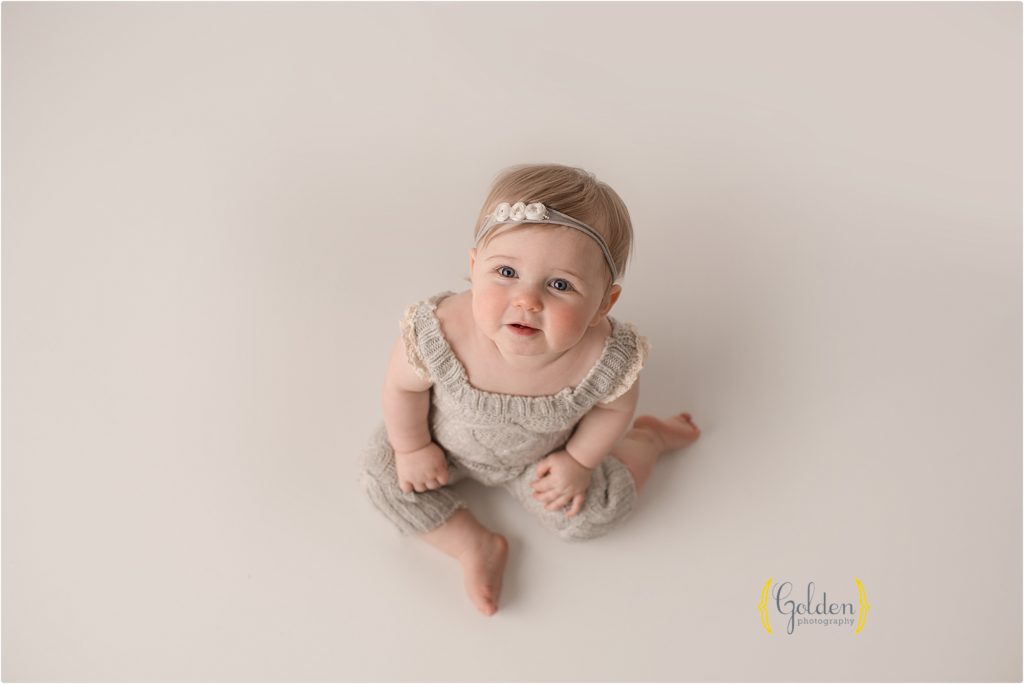 baby girl on white in Chicago IL photo studio