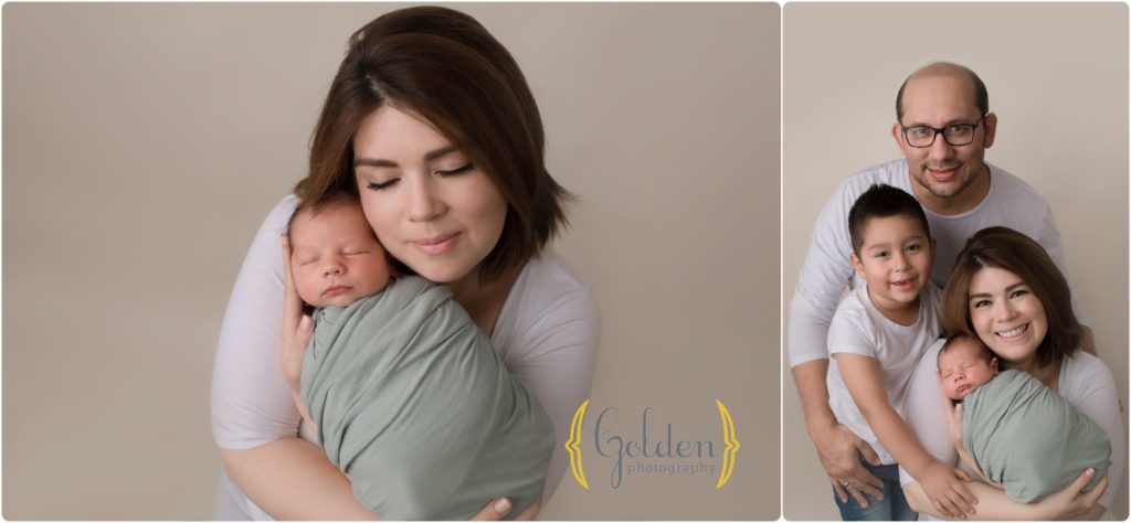family with newborn baby and son in Long Grove IL newborn photographer studio
