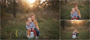 brother sit outside at sunset with family photographer near Buffalo Grove IL