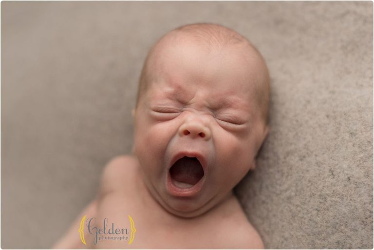 baby yawning during portrait session in Barrington IL