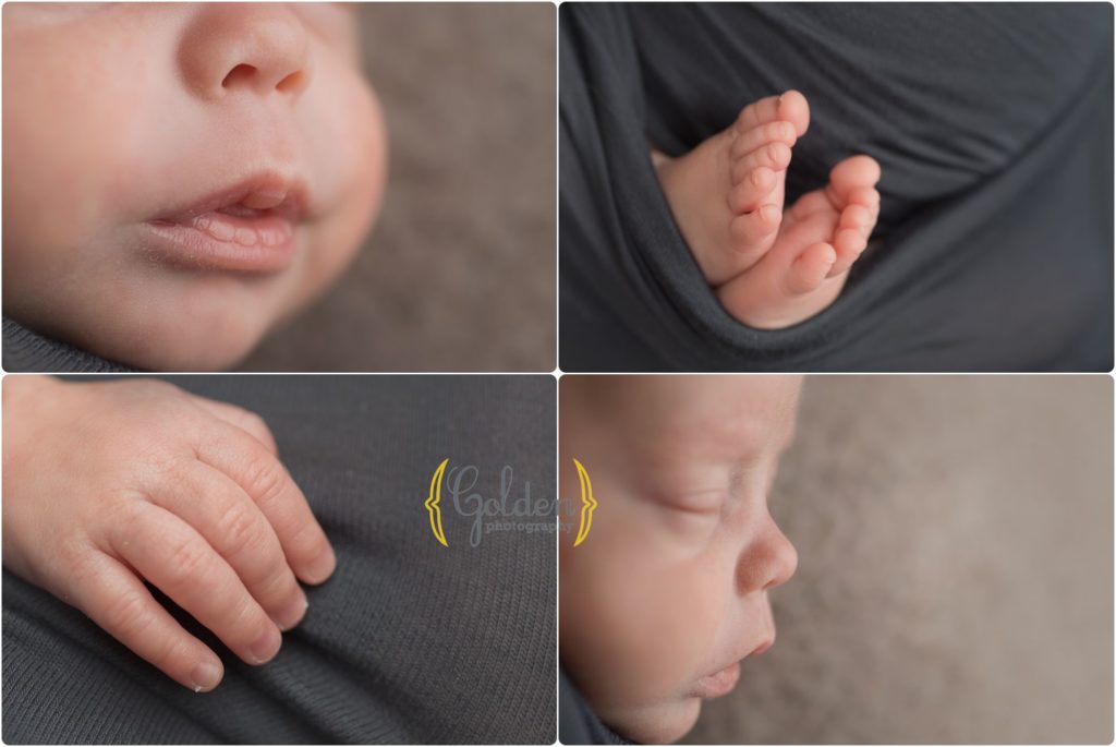 macro shots of newborn baby in Lake County Illinois photo studio