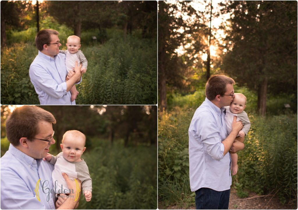 dad holding son for outdoor family photo session