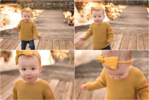 little girl on docks for fall family photos in Lake County IL