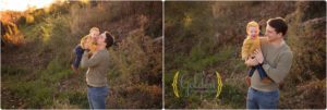 dad holding 1 year old daughter for outdoor family photos in the fall in Fox River Grove IL