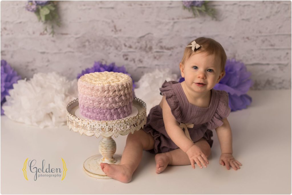 1 year photo session with baby girl