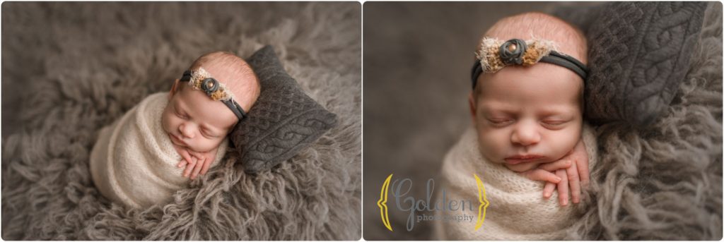 swaddled baby in Chicago photo studio