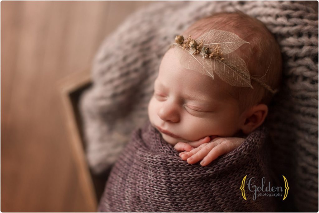baby girl wearing purple in Chicago photography studio