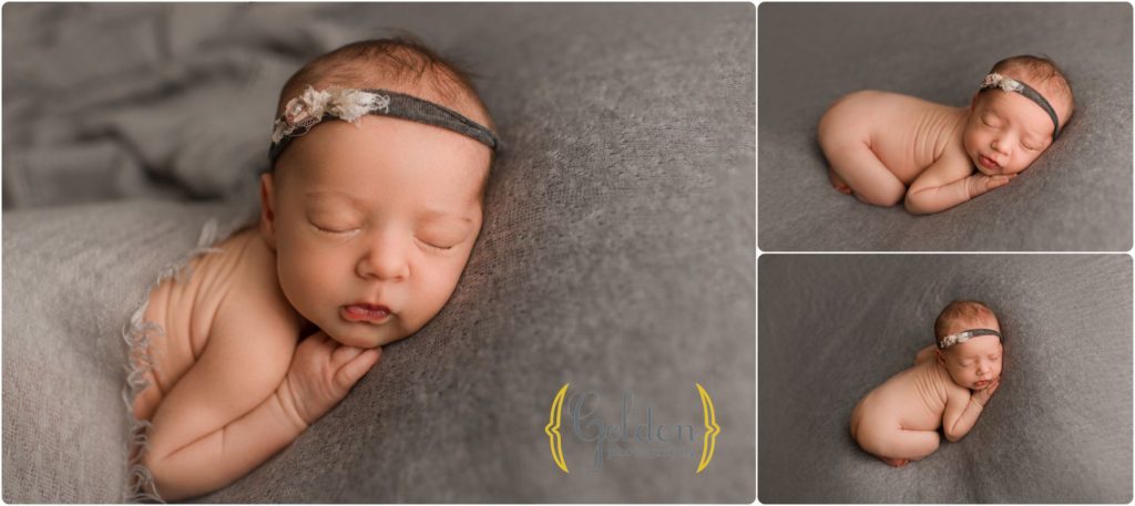baby girl sleeping in photo studio