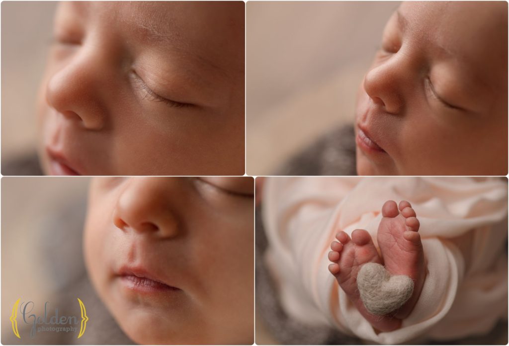 detail macro images of newborn girl