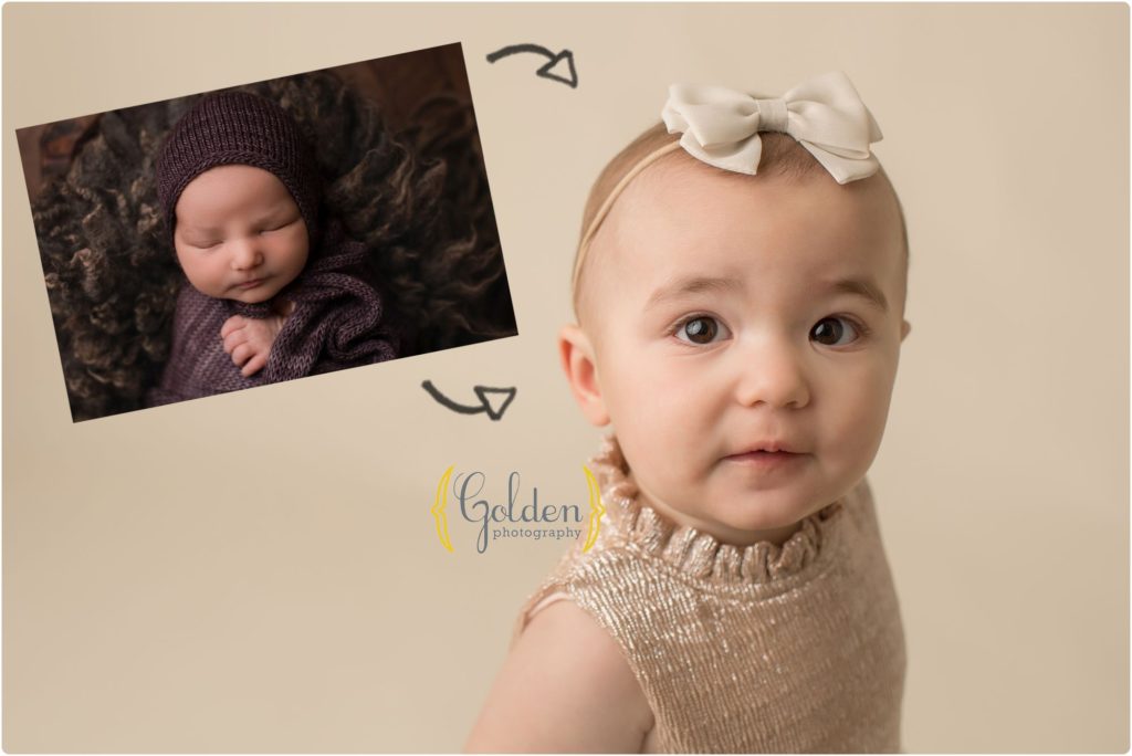 newborn and 1 year old photo comparison