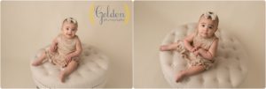 1 year old girl sitting in Lake County IL photo studio