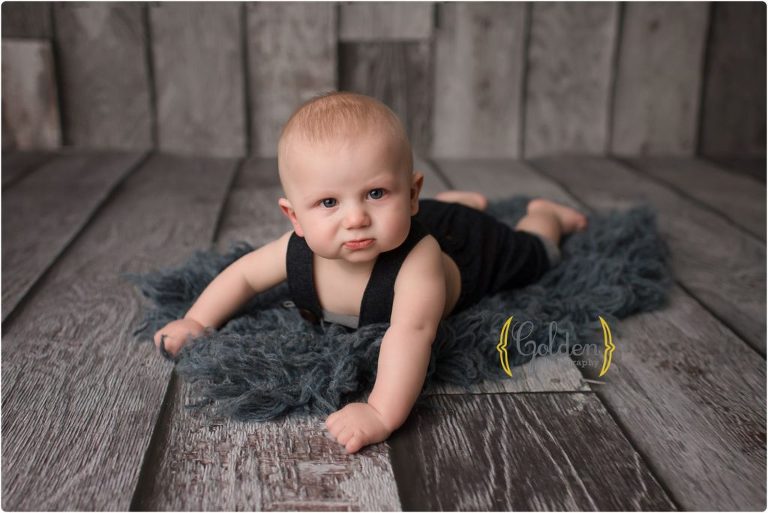 6 month old baby boy in Lake County IL photo studio
