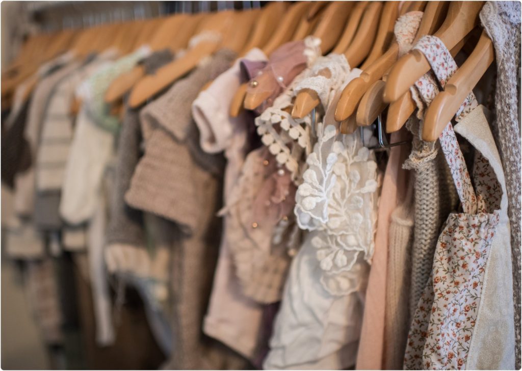 clothing in the client closet for photography session
