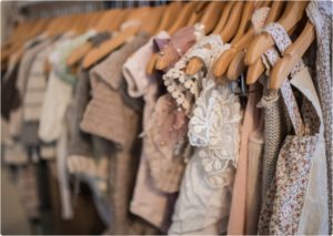 toddler clothes hanging in photo studio