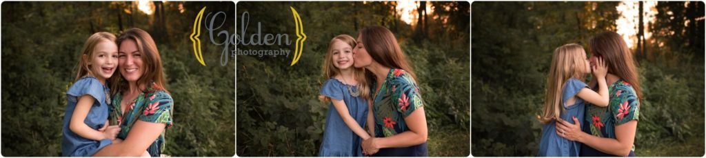 mom poses with daughter during outdoor family photos in Lake County