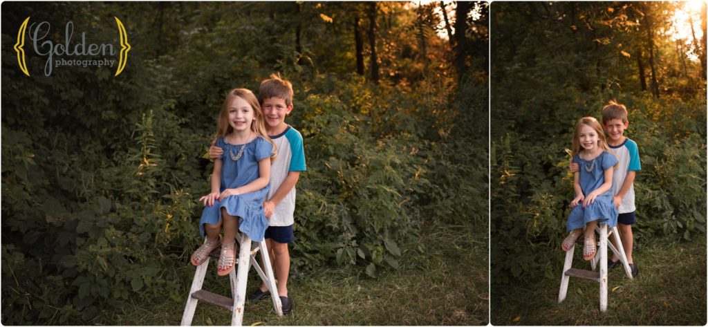 siblings pose for Lake County IL family photos