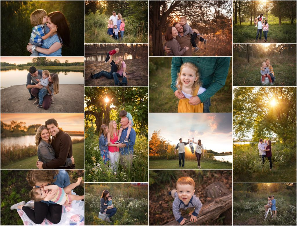 Collage of several family photo session in Lake County, IL