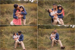 dad with his daughters for family photos in Palatine IL