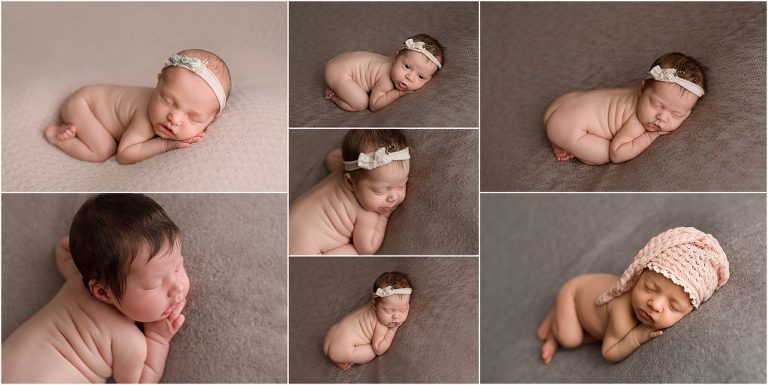 different angles of same pose with different newborn baby