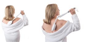 model demonstrating product on white background in Lake Zurich photo studio