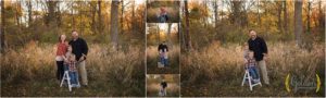 family of four posing for fall photos near Lake County IL