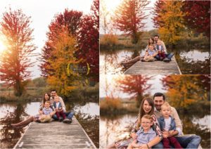 family of four at Port Barrington for family photos