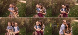 mom hugging two sons for family photos