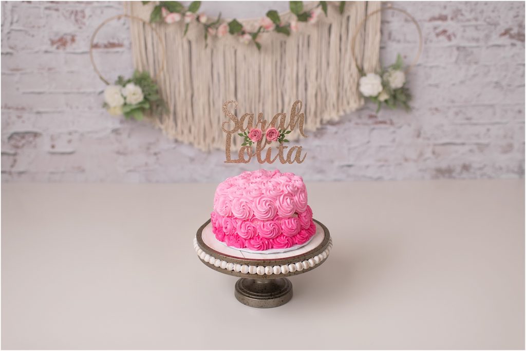 boho cake smash setup in Lake County IL