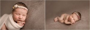 newborn baby girl posing for newborn photos near Crystal Lake IL