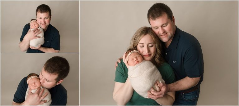 parents holding newborn baby girl in Vernon Hills IL photography studio