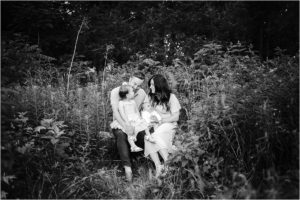 black and white photos of family of four in Illinois
