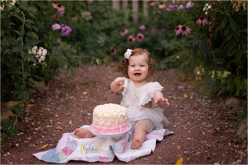 little girl smashing cake in Chicago IL