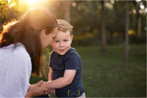 mom with son in the fall