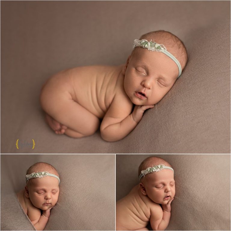 baby girl posed asleep for Libertyville IL newborn photographer