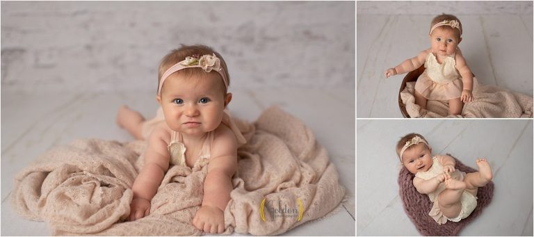 photos of baby girl during 6 month photo session near Hawthorn Woods IL